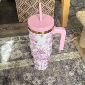 Hydrapeak 40 oz Pink Floral Insulated Tumbler with Handle
